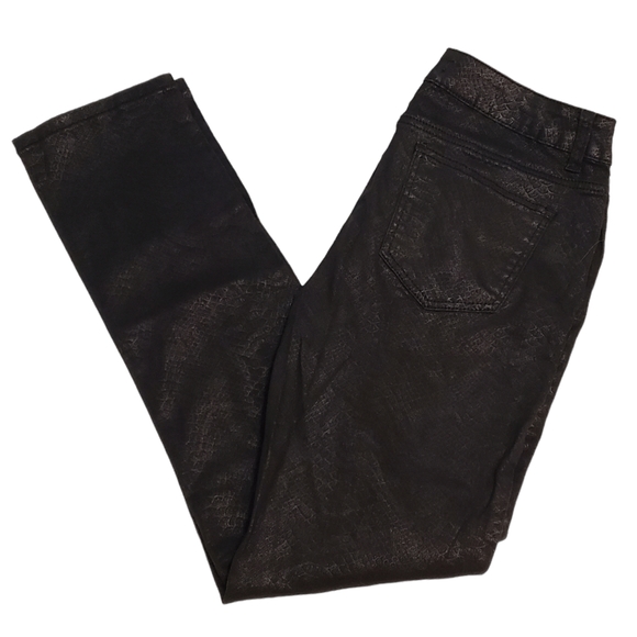 Seductions Pants - Seductions Black Faux Leather Snakeskin Slim Fit Pants